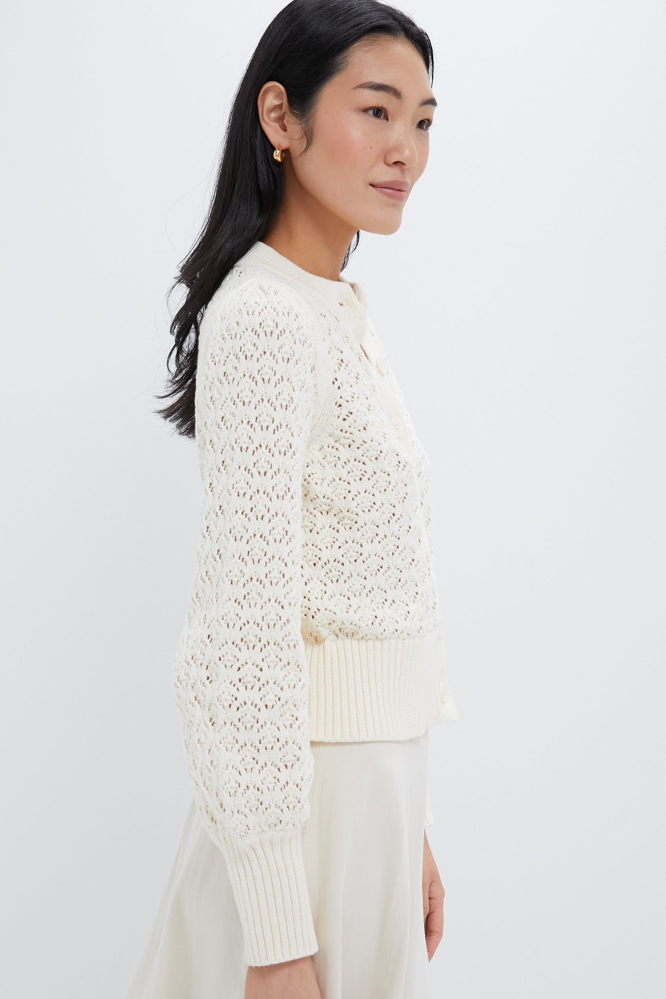Ivory Pointelle Colette Cardigan