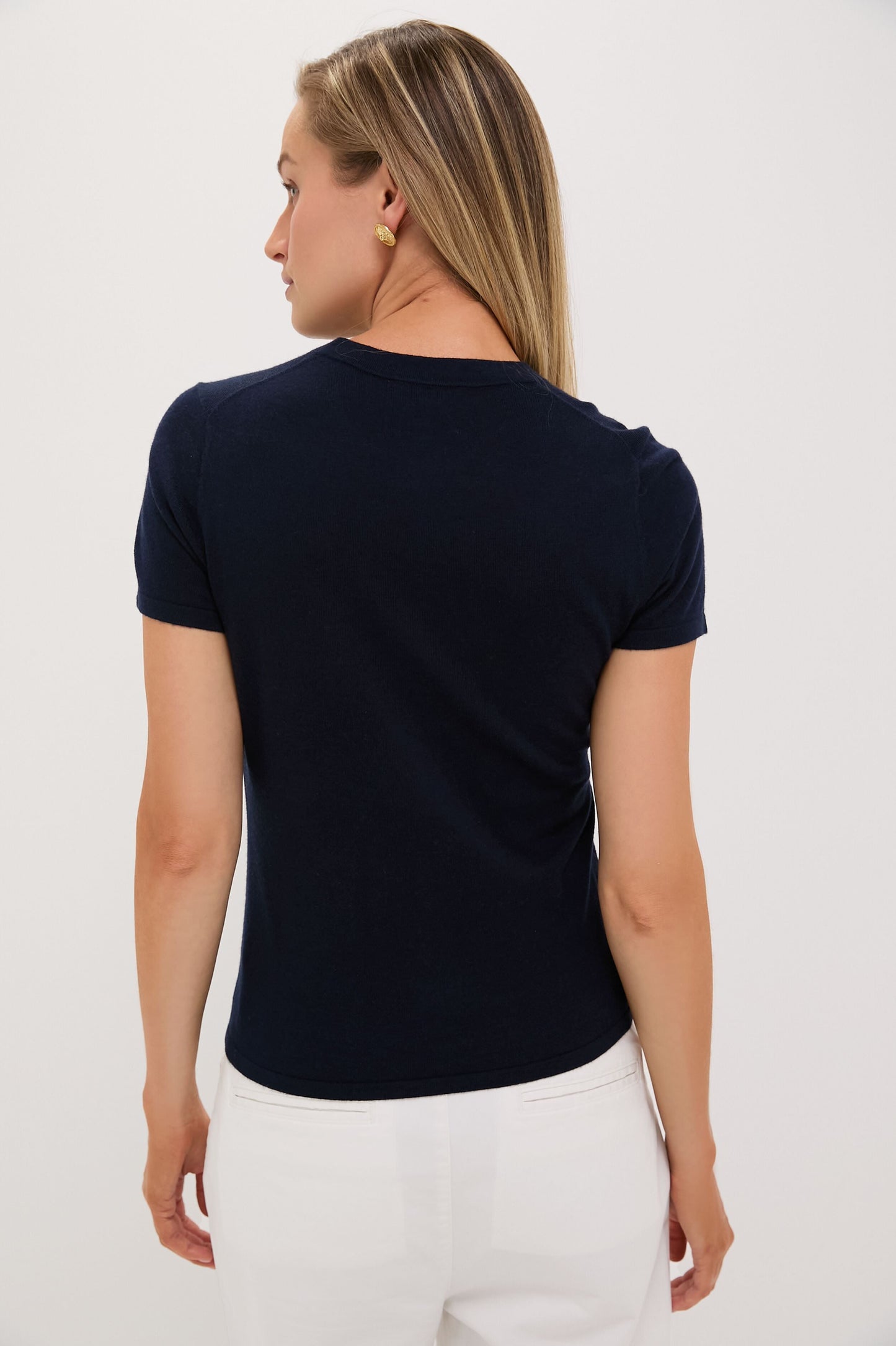 Navy Cashmere Silk Blend Katie Tee