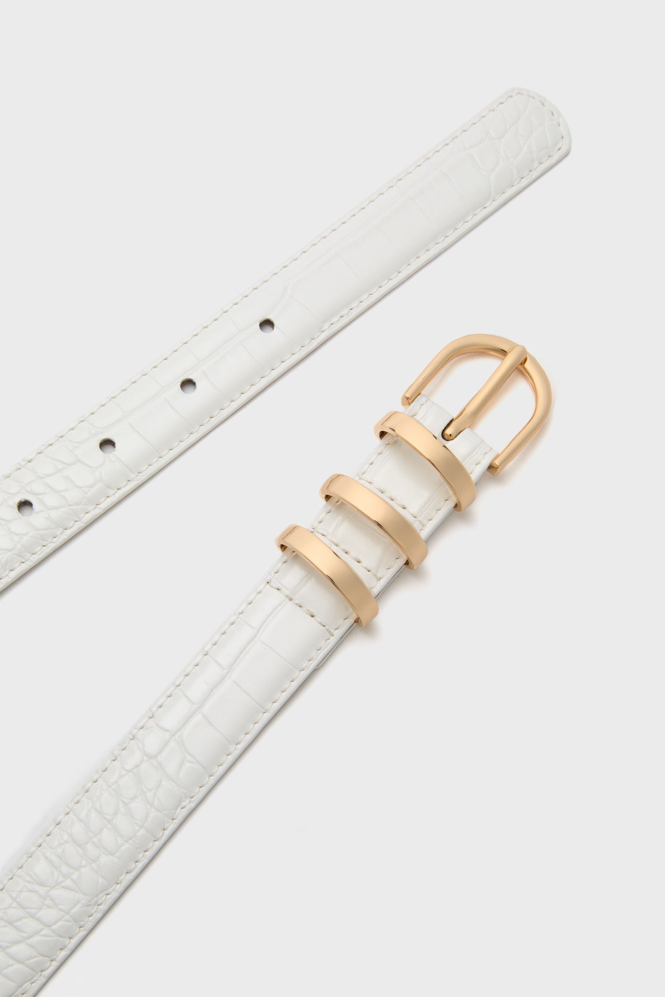 White Croc Triple Keeper Skinny Belt