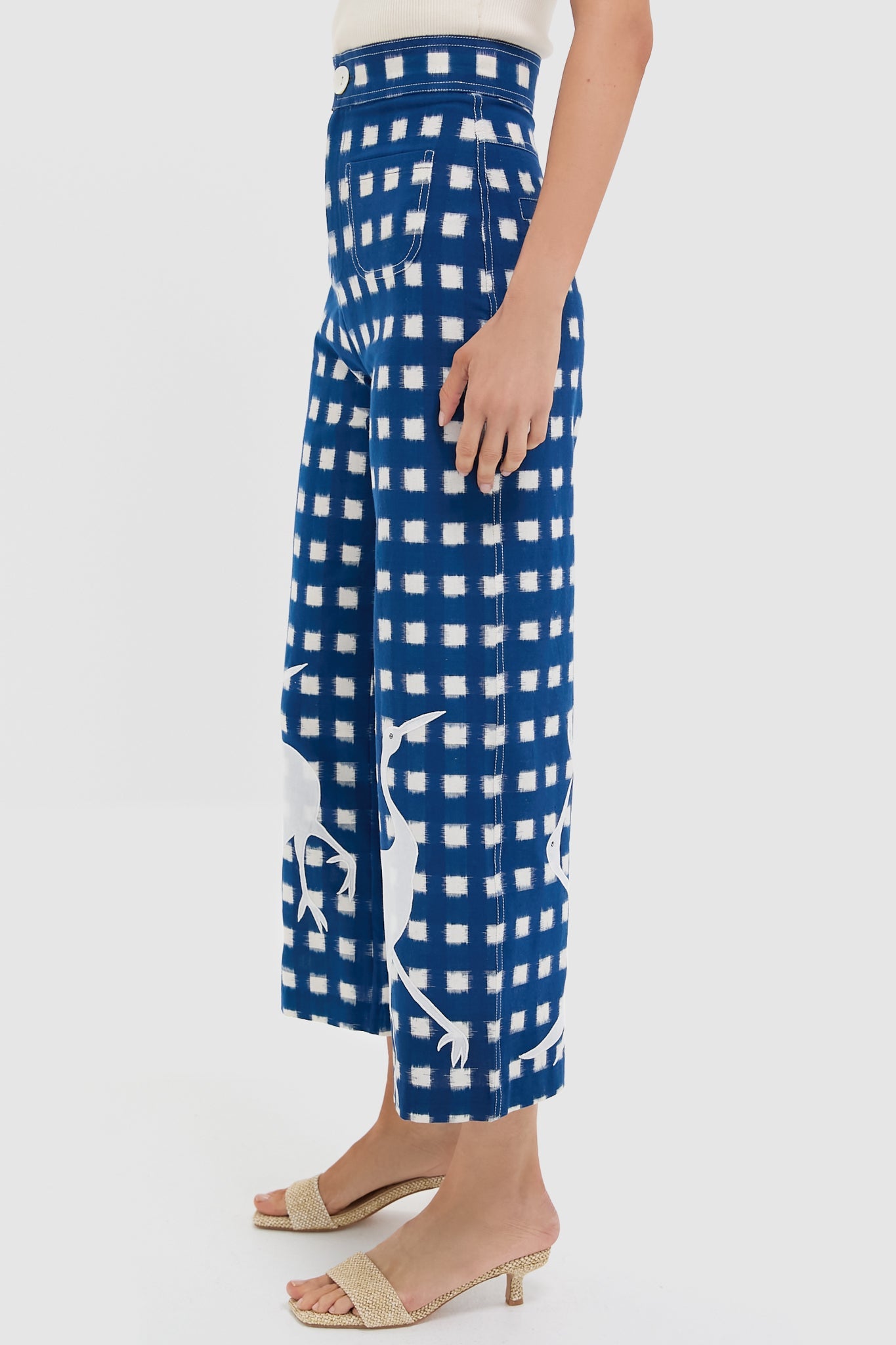 Blue Embroidery Picnic Trousers