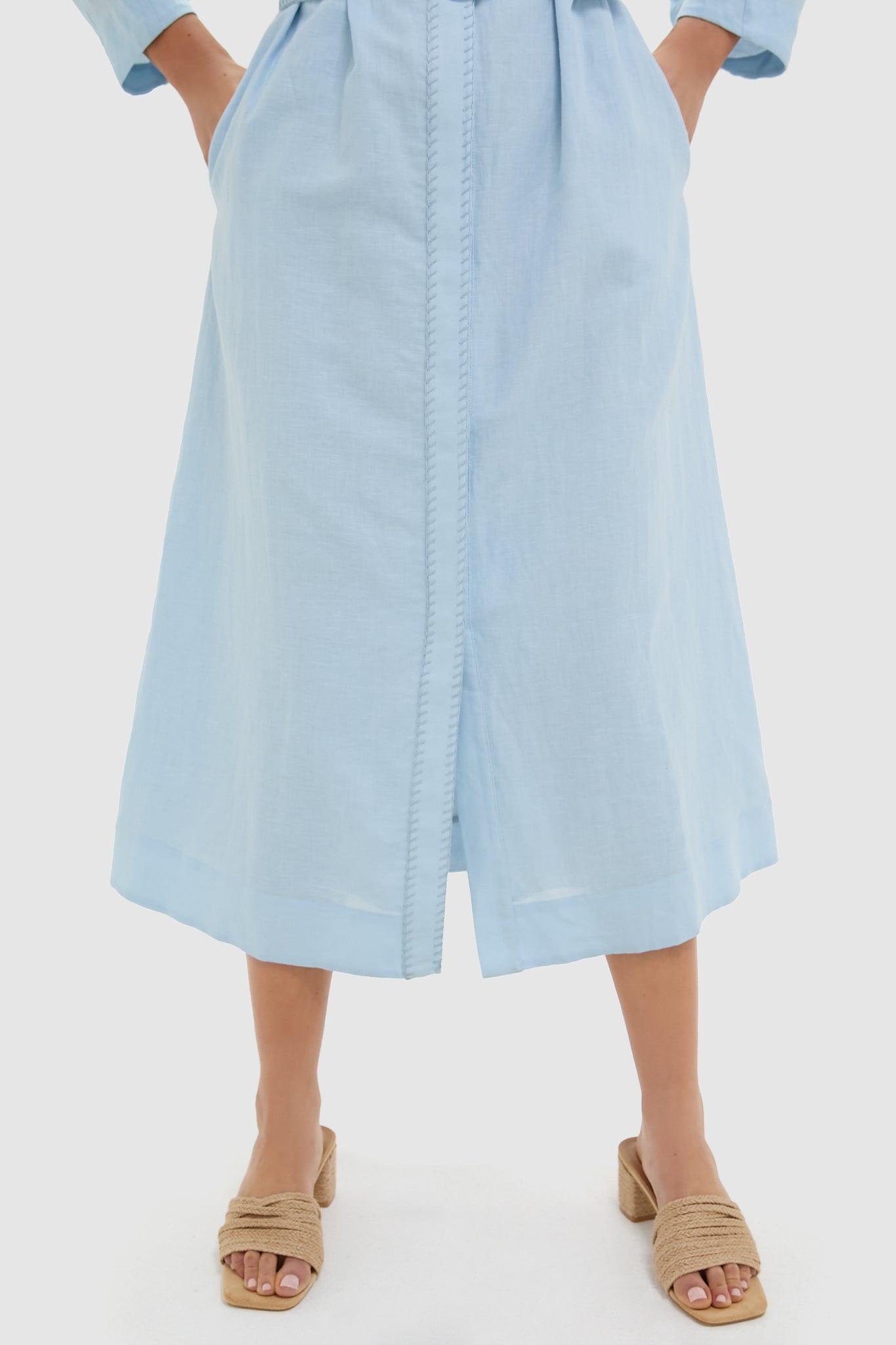 Light Blue Whipstitch Landon Dress