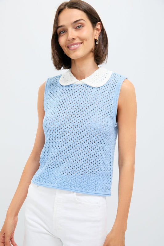 Blue and White Wendy Sweater Tank
