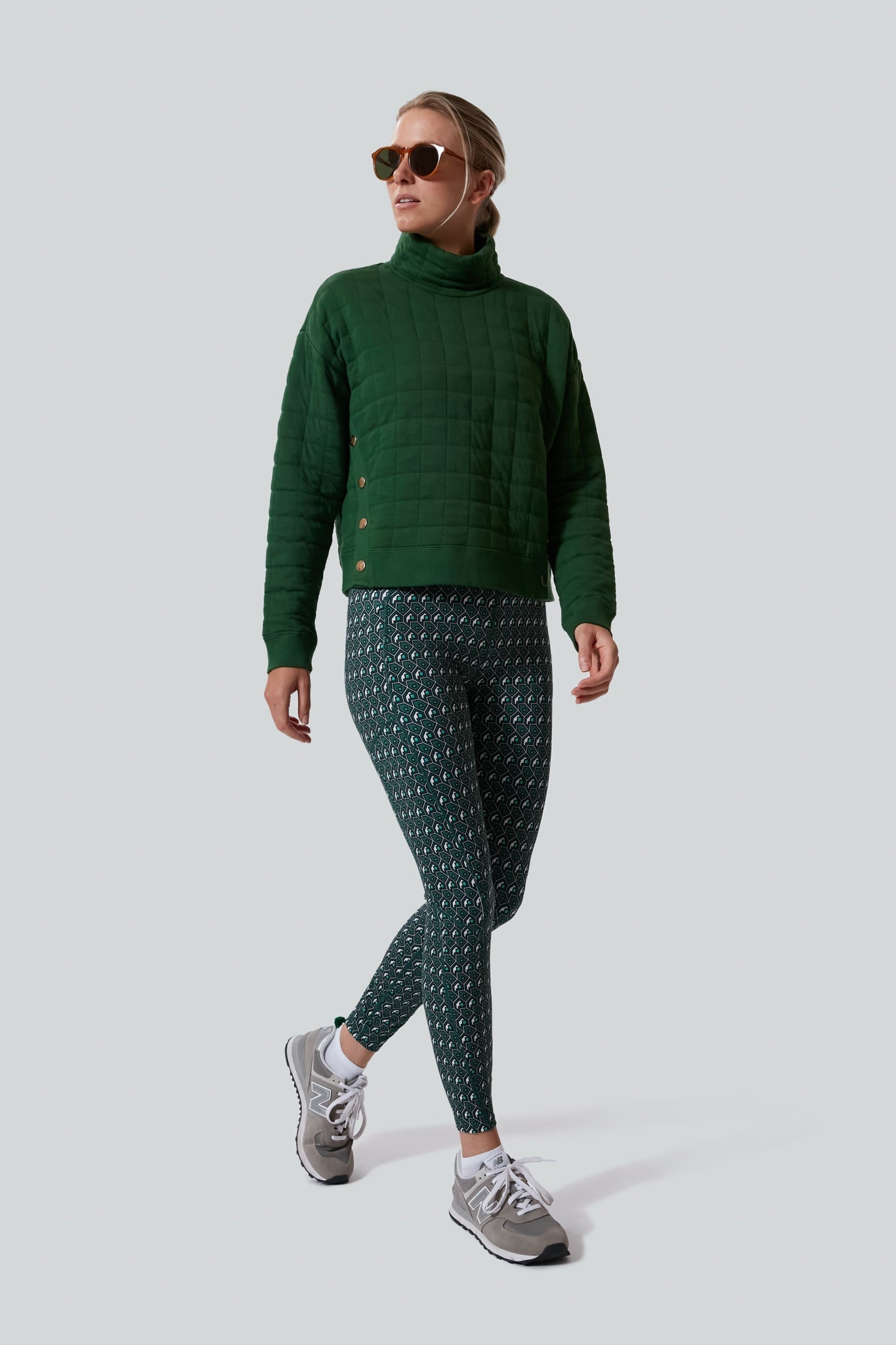 Fairway Green Quilted Wright Funnel Neck