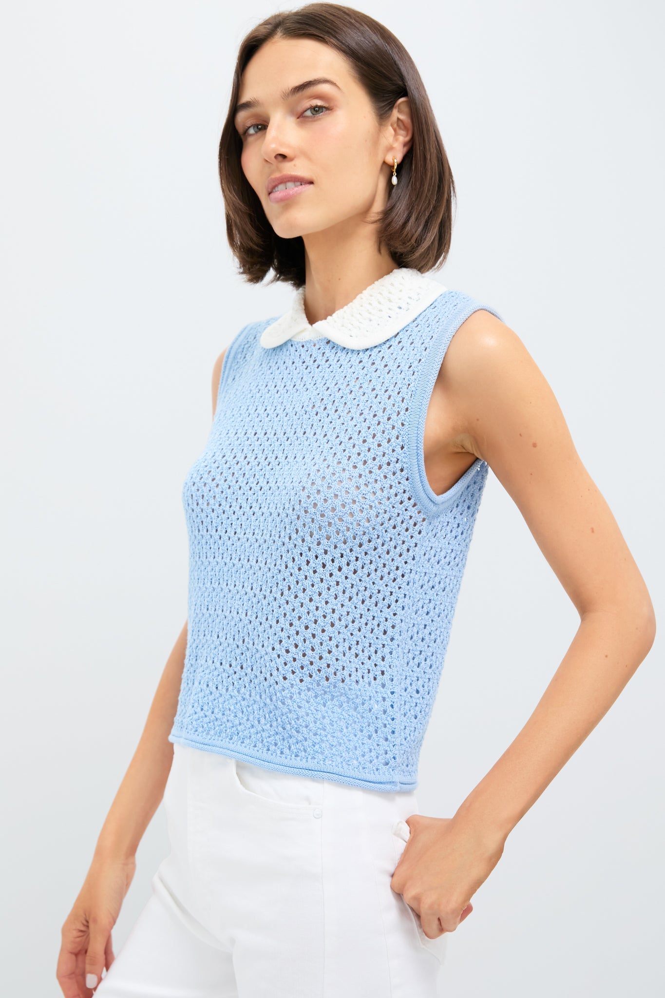 Blue and White Wendy Sweater Tank