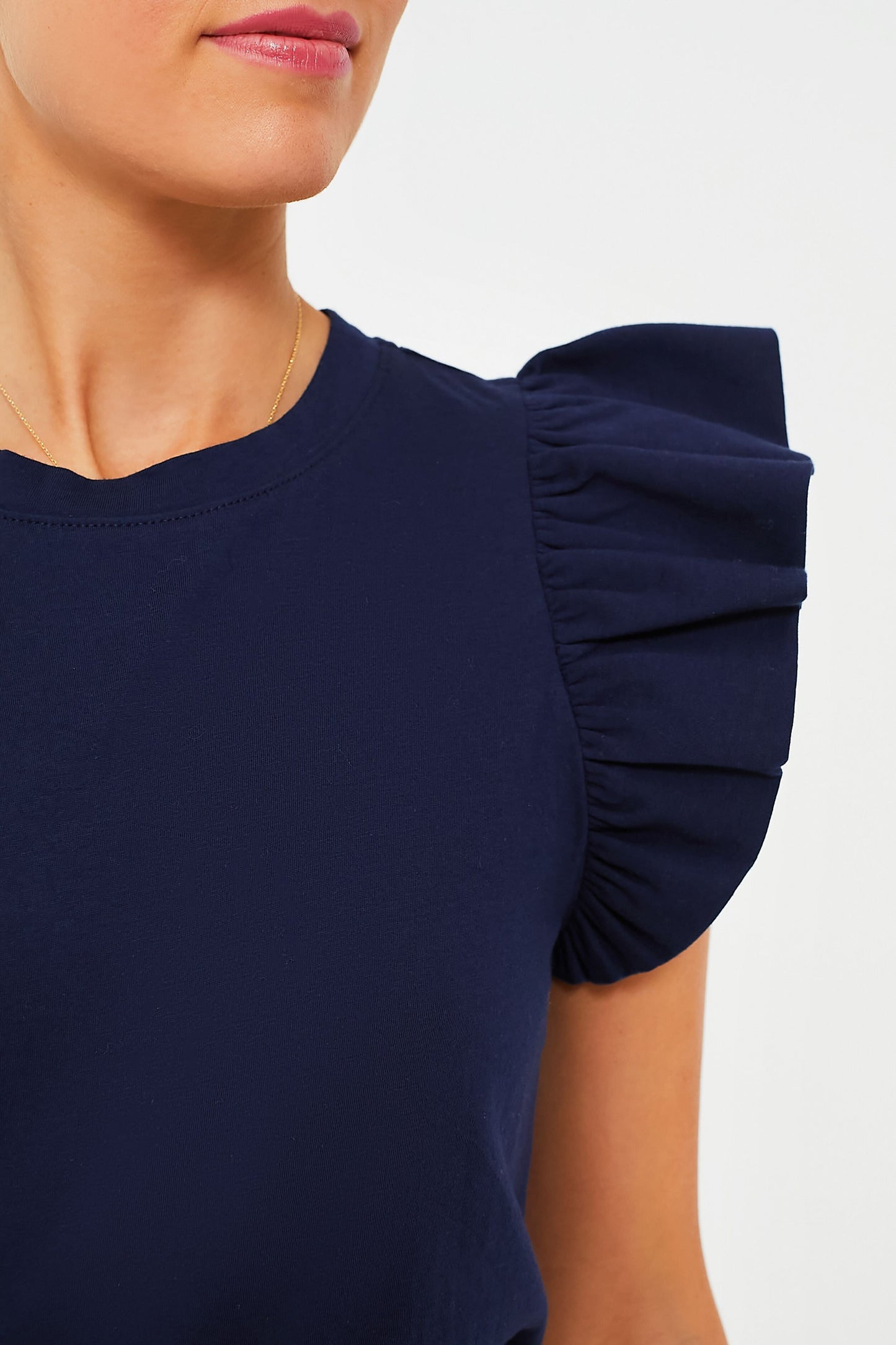 Navy Kaia Flutter Sleeve Tee
