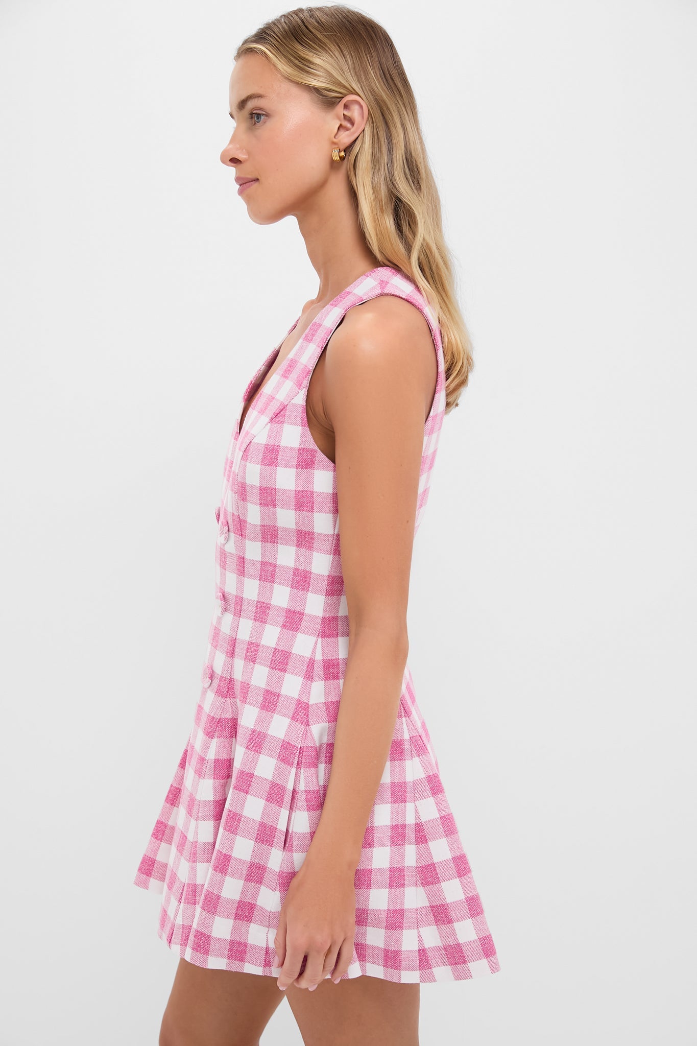 Pink Boucle Grid Saya Dress