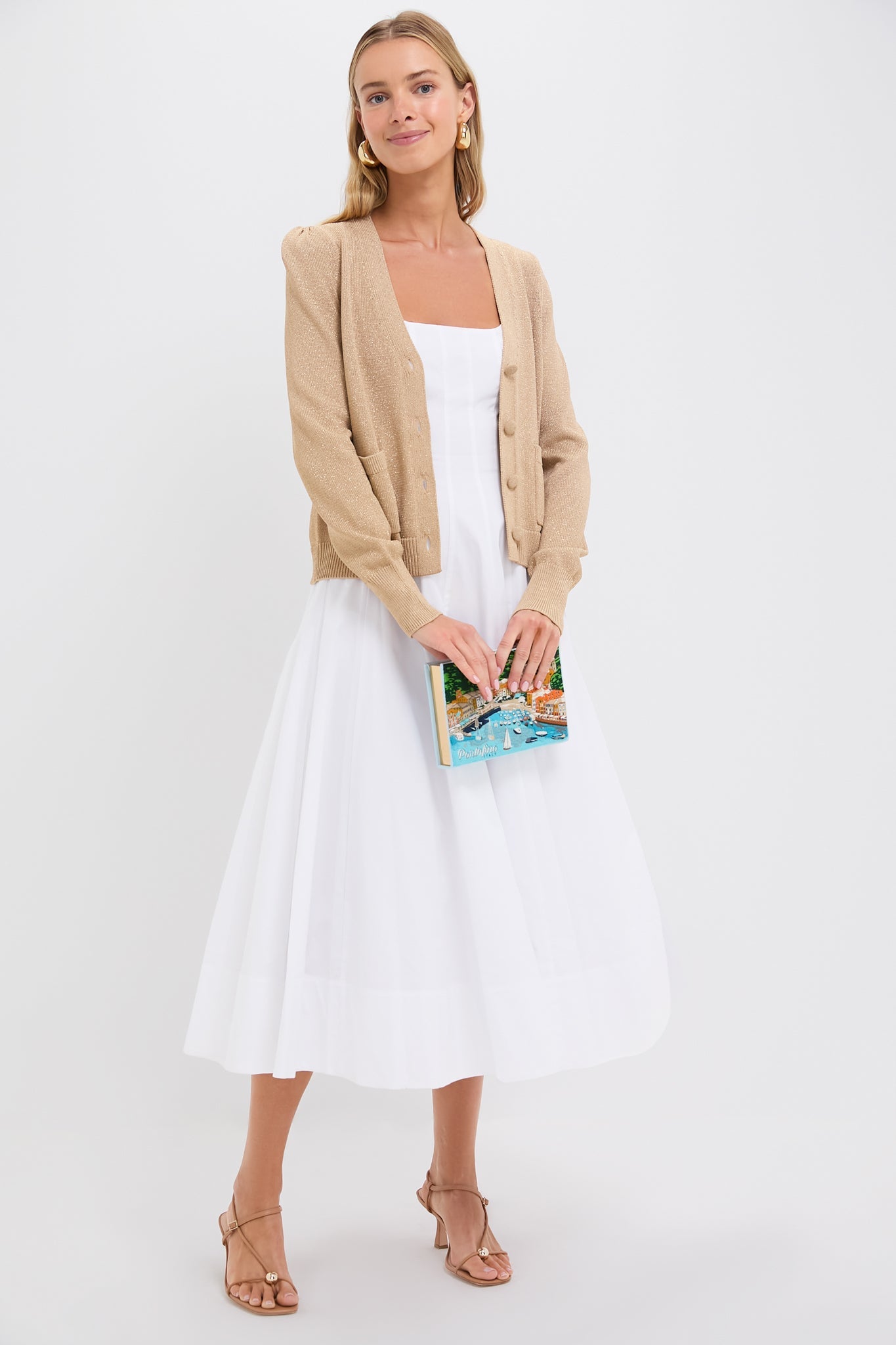 Tan Metallic Rene Cardigan