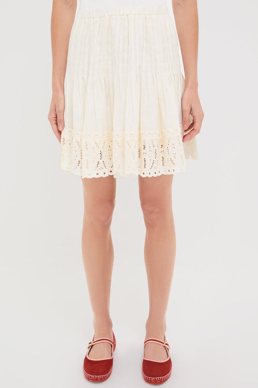 White Linen Eyelet Adele Skirt