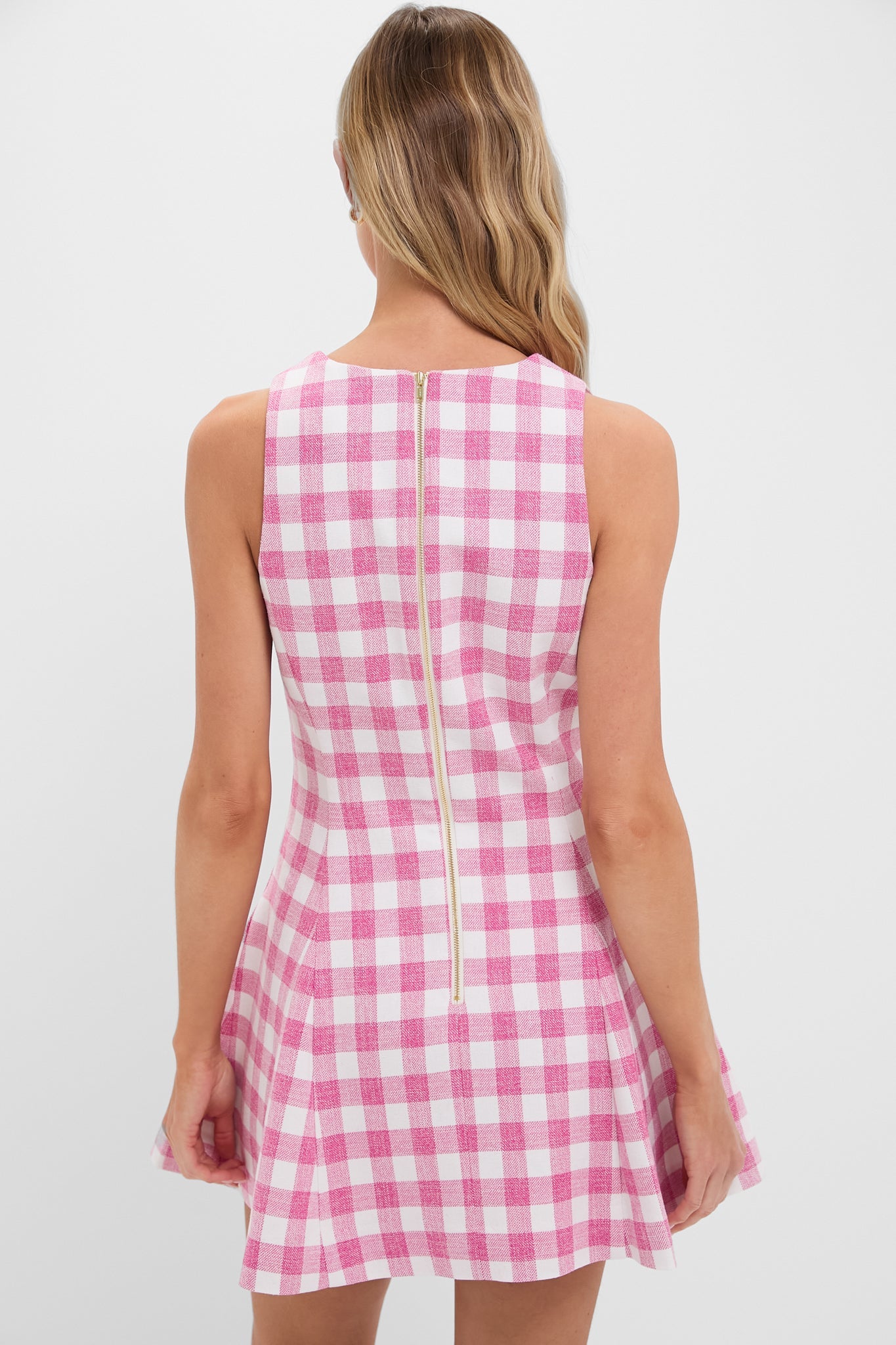 Pink Boucle Grid Saya Dress