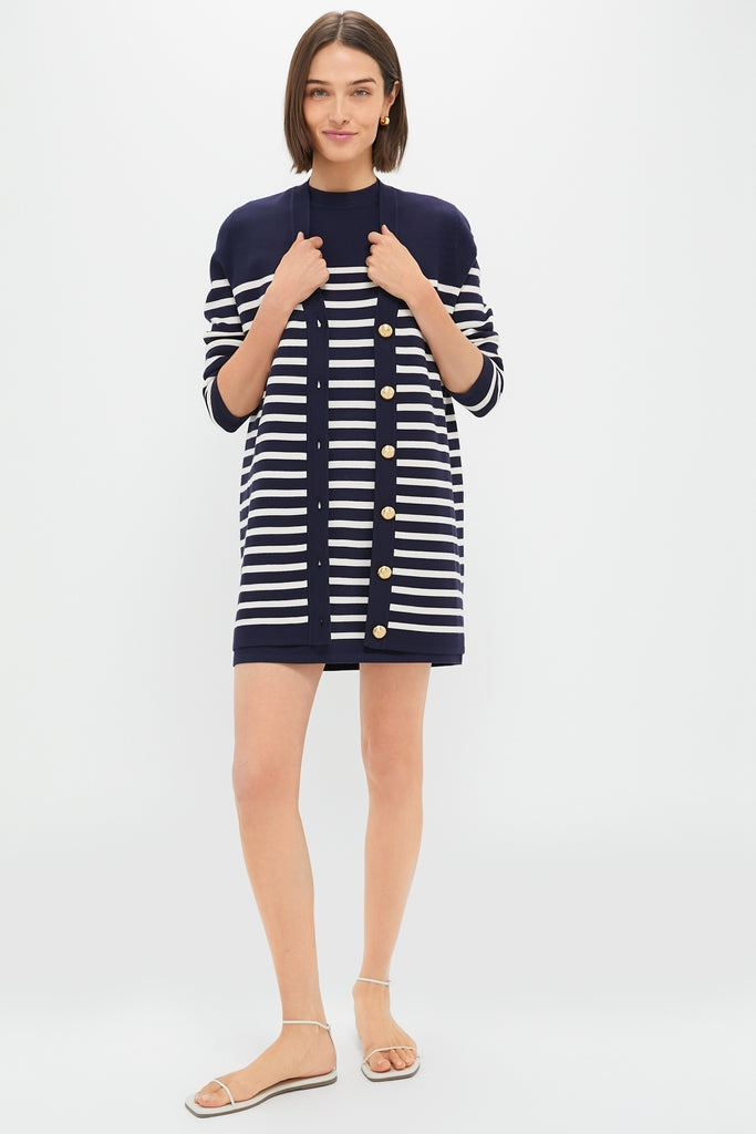 Navy and White Stripe Knit Liv Cardigan