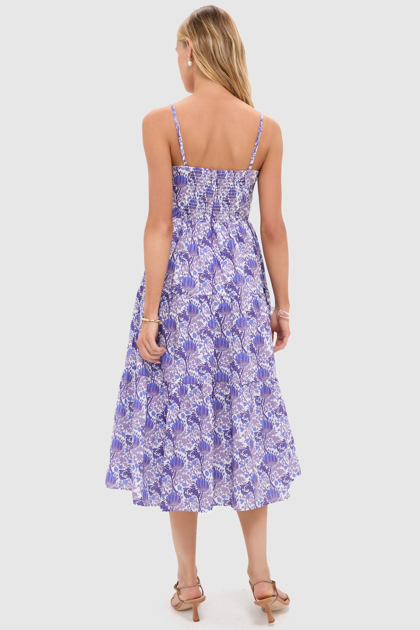 Purple Multi Floral Corinne Cut-Out Midi Dress