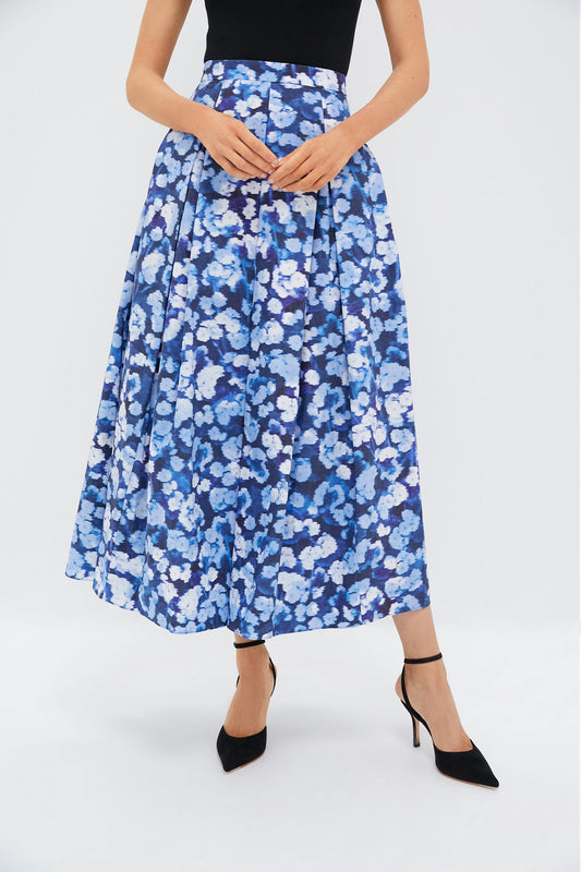 Havelock Blossom Indigo Pleated Midi Skirt