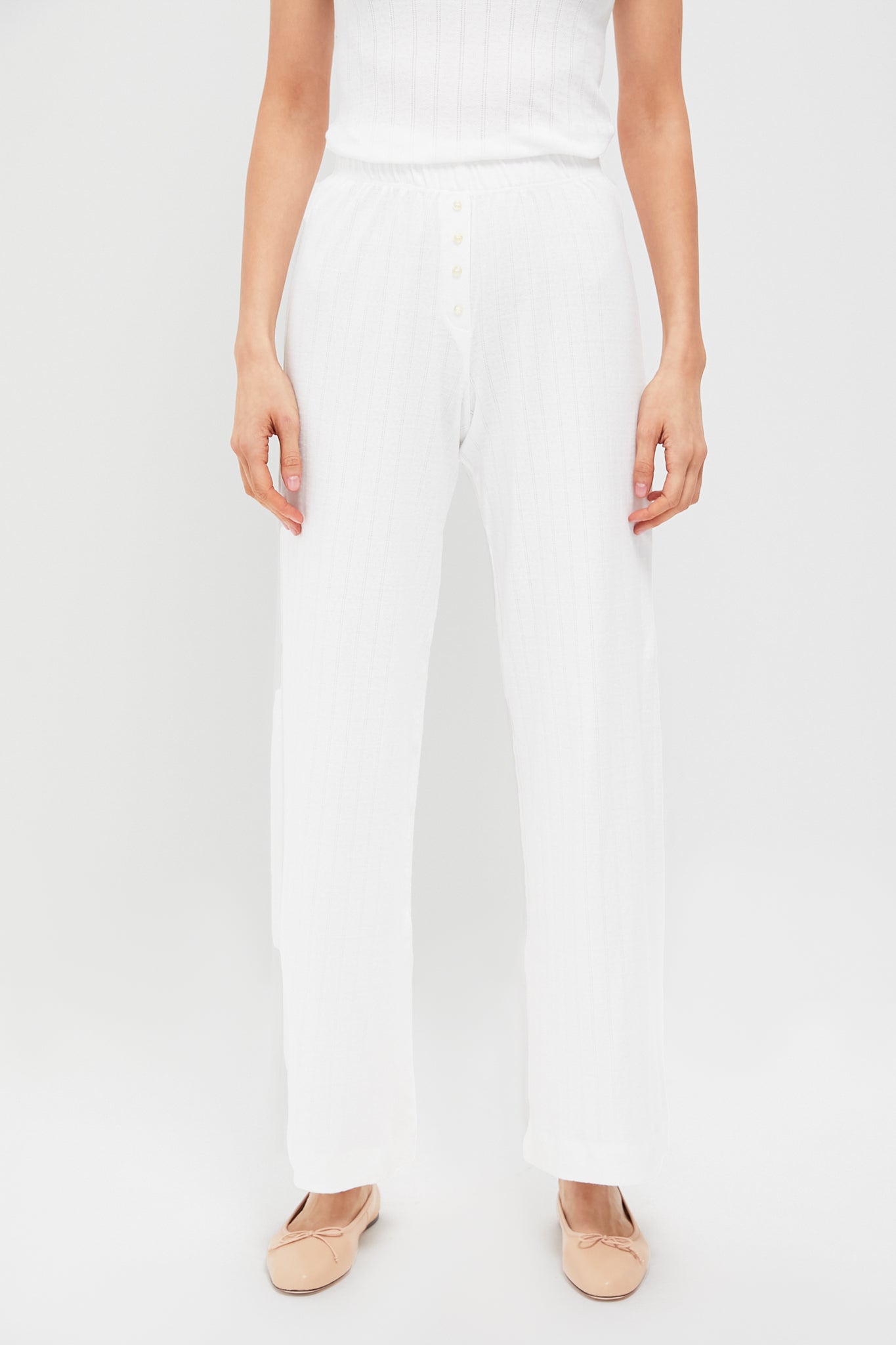 White Pointelle Boxer Pants