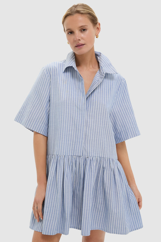 Blue Stripe Piper Shirt Dress