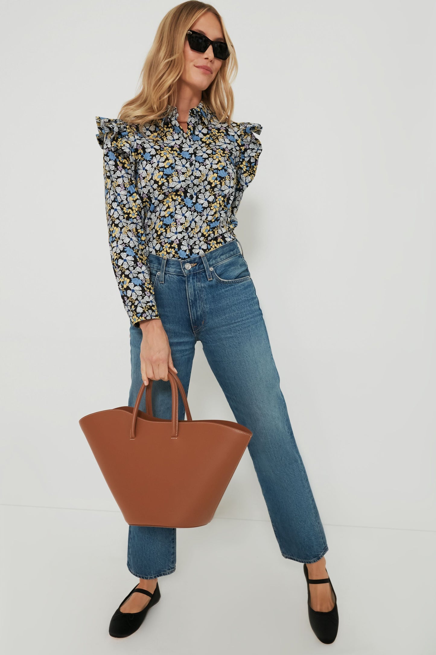Blue & Yellow Floral Primrose Blouse