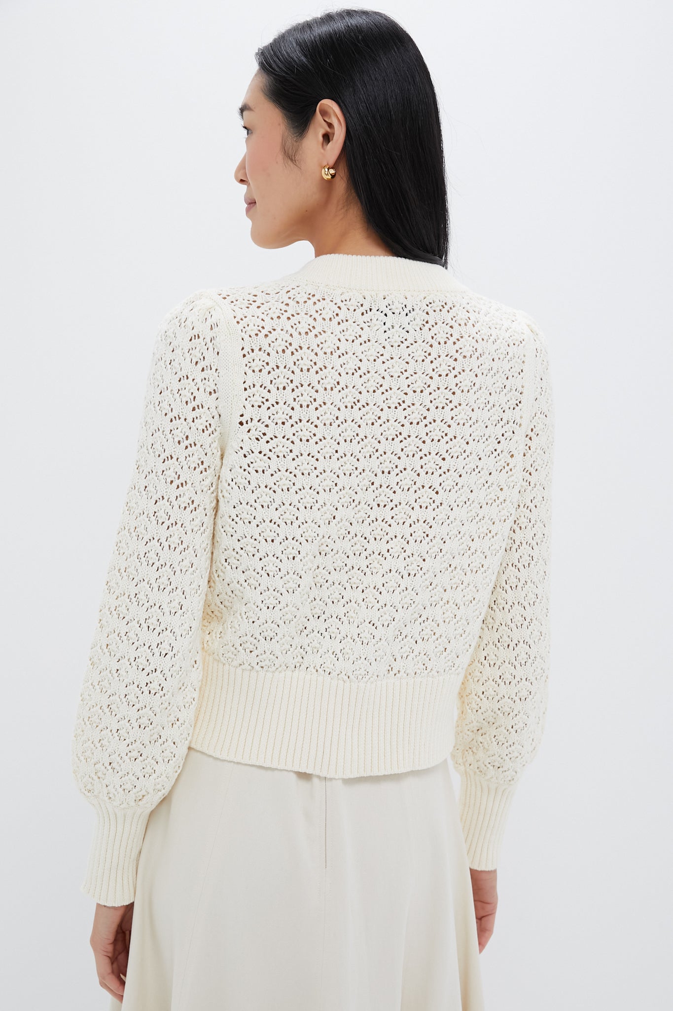 Ivory Pointelle Colette Cardigan