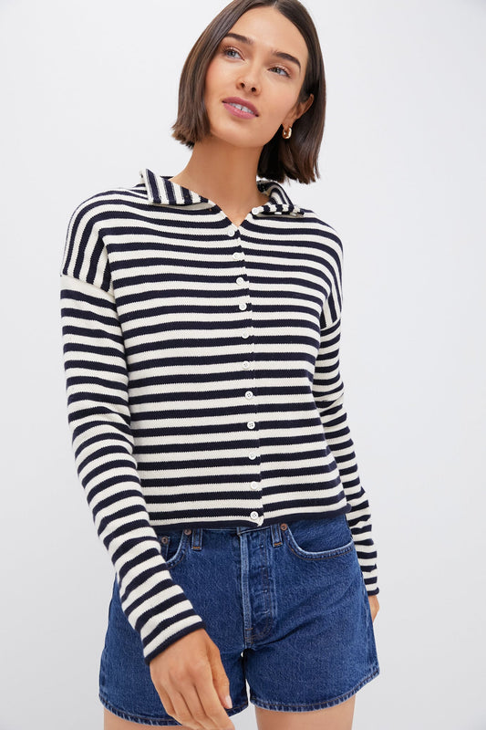 Navy and Ivory Stripe Taylor Cardigan