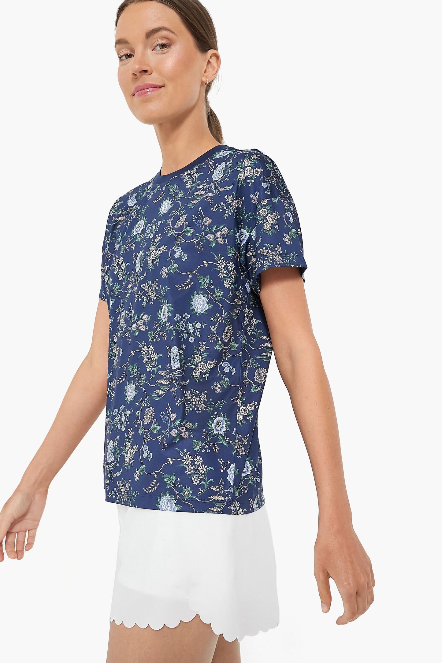 Navy Wildflower Short Sleeve Ryan Boyfriend Tee