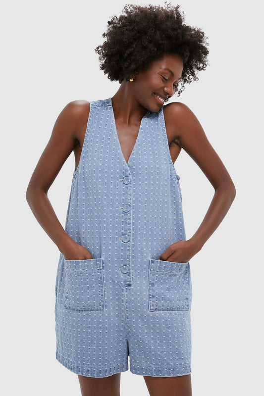 Light Wash Denim Dot Myla Romper