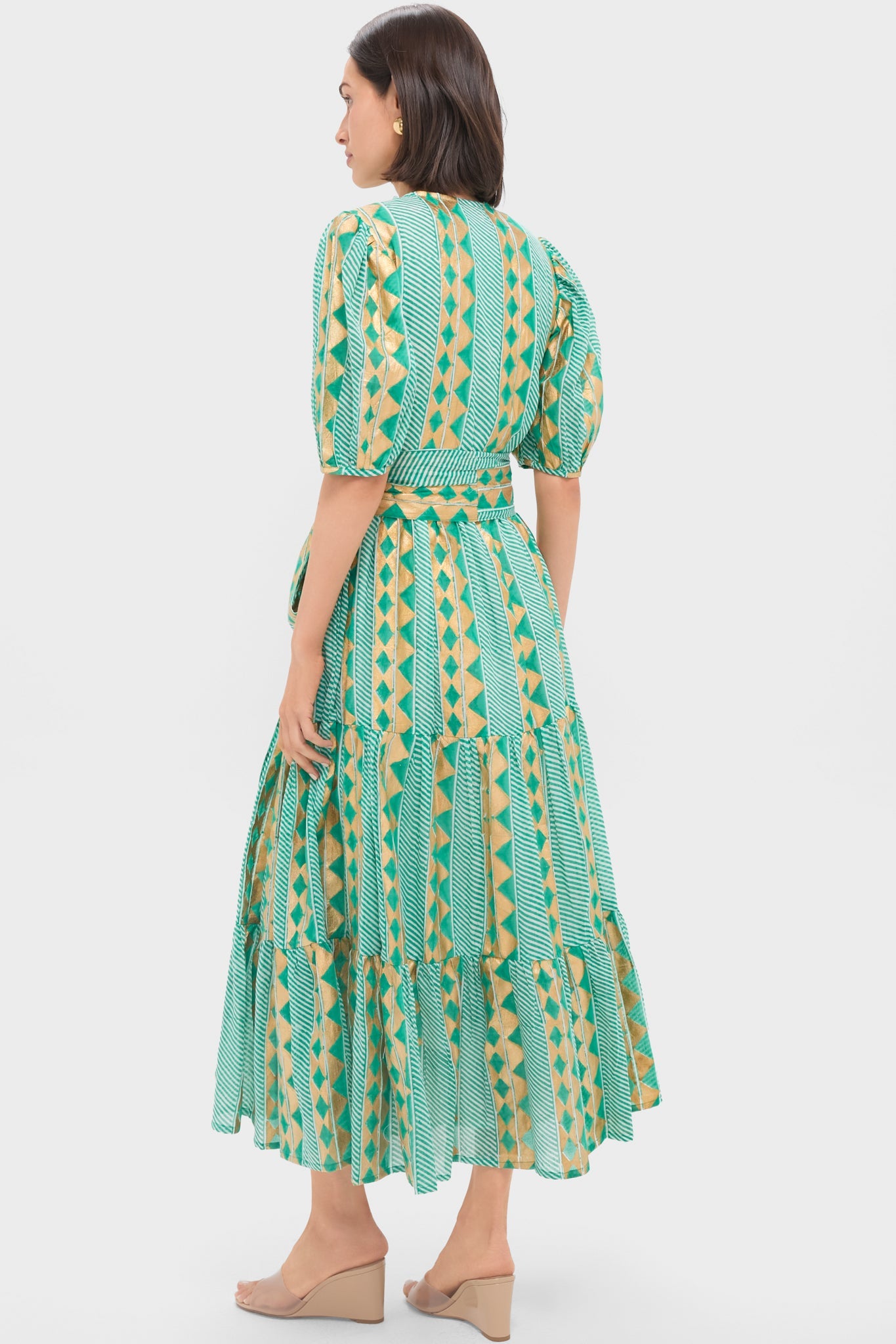 Exclusive Ascot Teal Puff Sleeve Maxi Dress