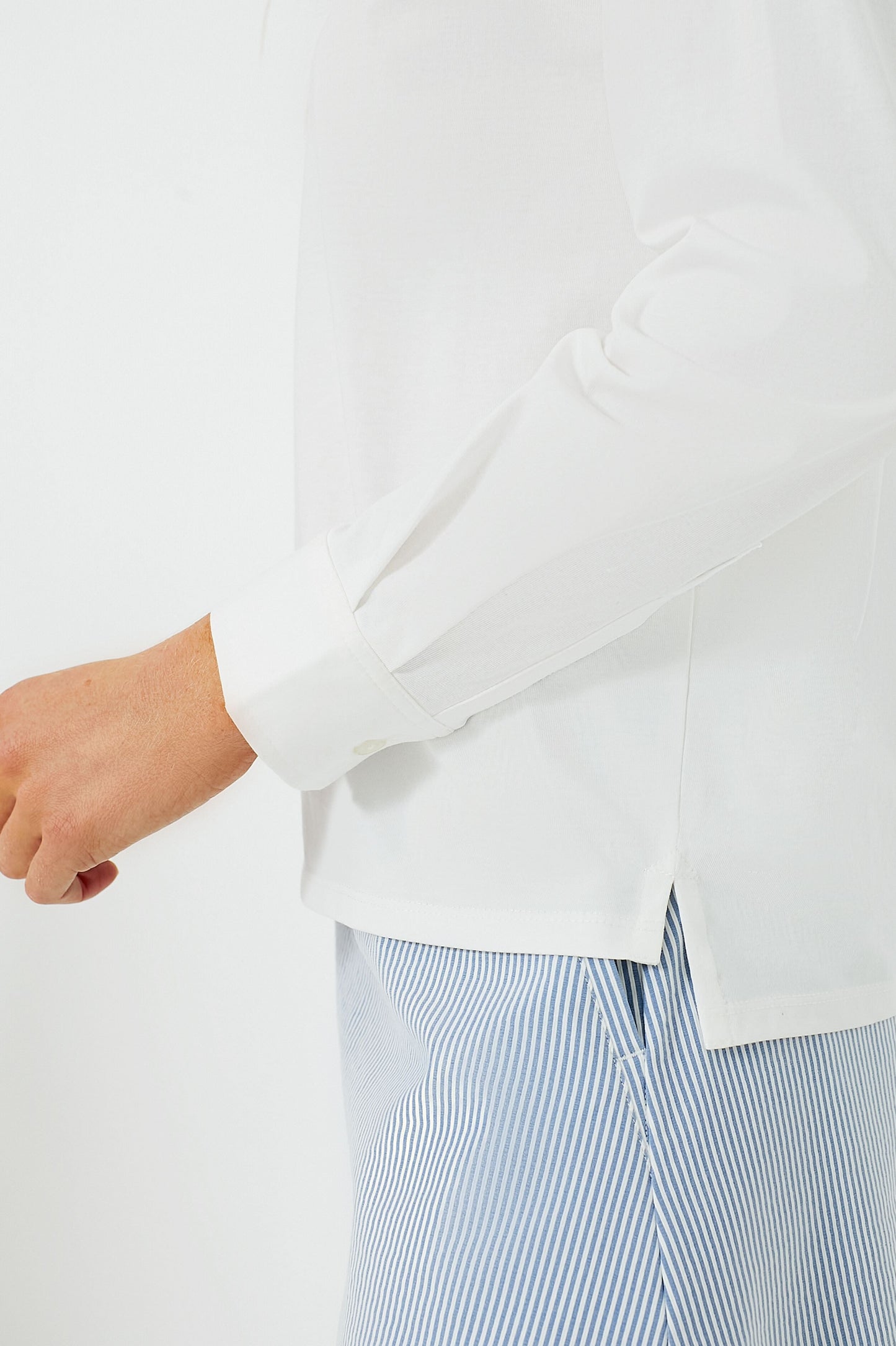 White Long Sleeve Performance Cotton Harrison Polo