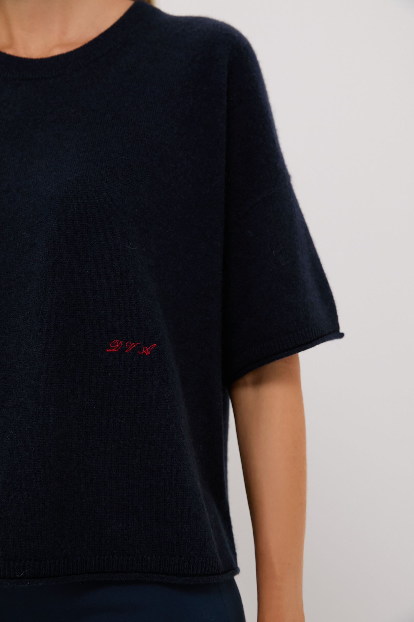 Navy Short Sleeve Cashmere Lila Sweater