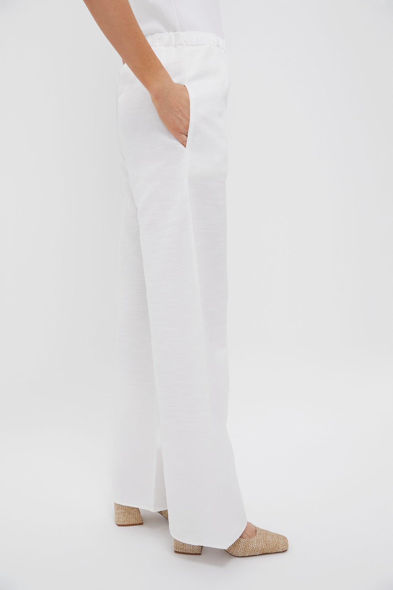 White Anish Textured Pants
