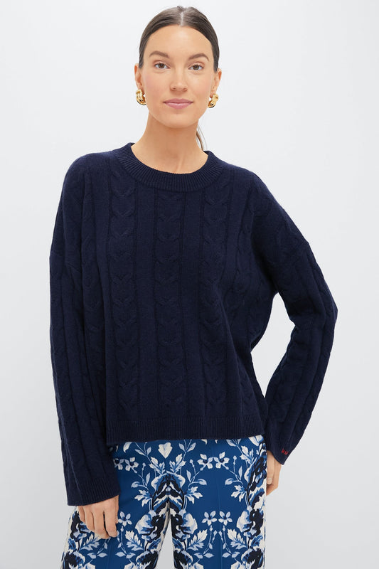 Navy Cashmere Eloise Cableknit Sweater