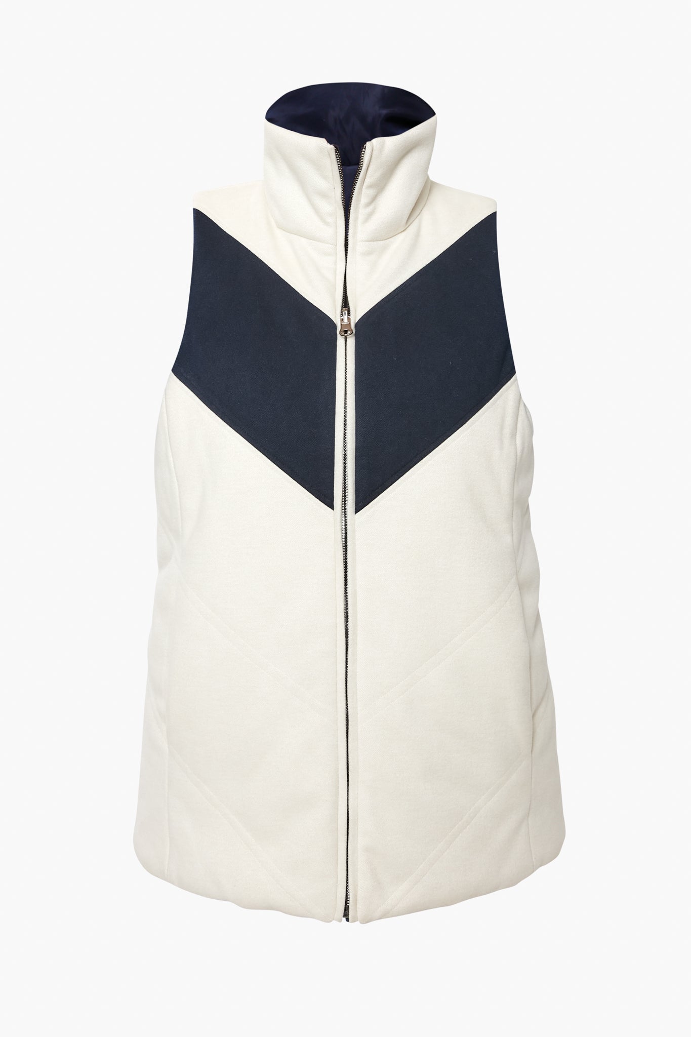 White and Navy Reversible Varsity Vest