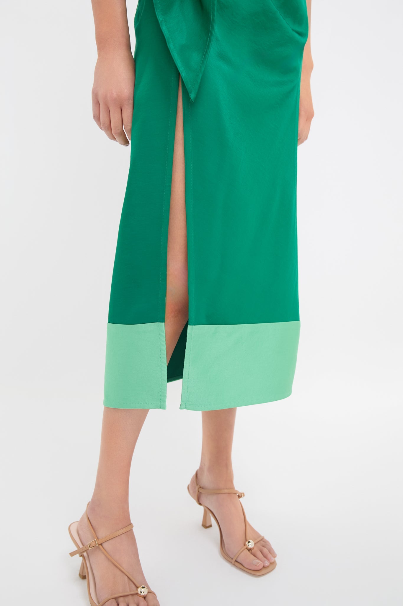 Emerald Slash and Slit Dress