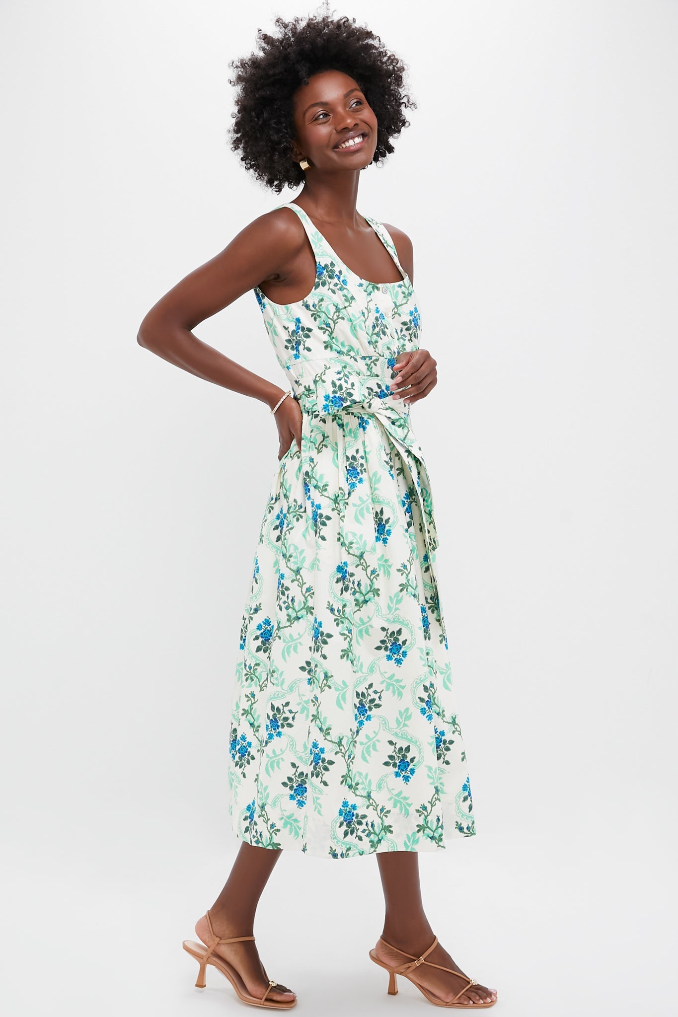 Cerulean Vine Cotton Poplin Sophie Dress