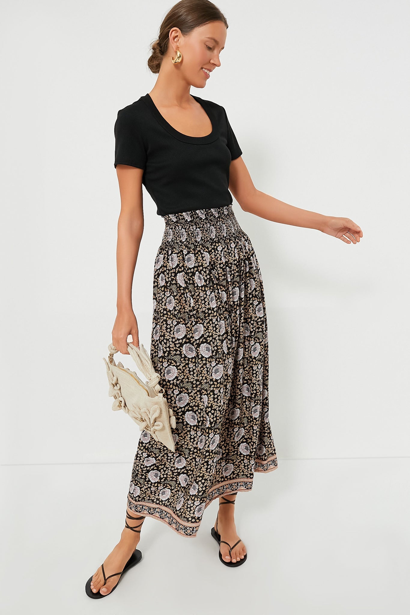 Vintage Flowers Sepia Bella Skirt