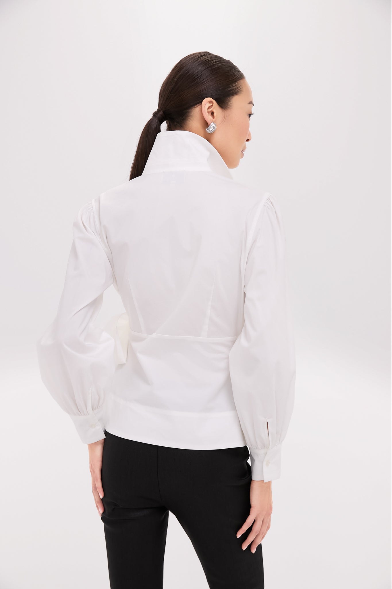 White Tie Front Bow Bea Blouse