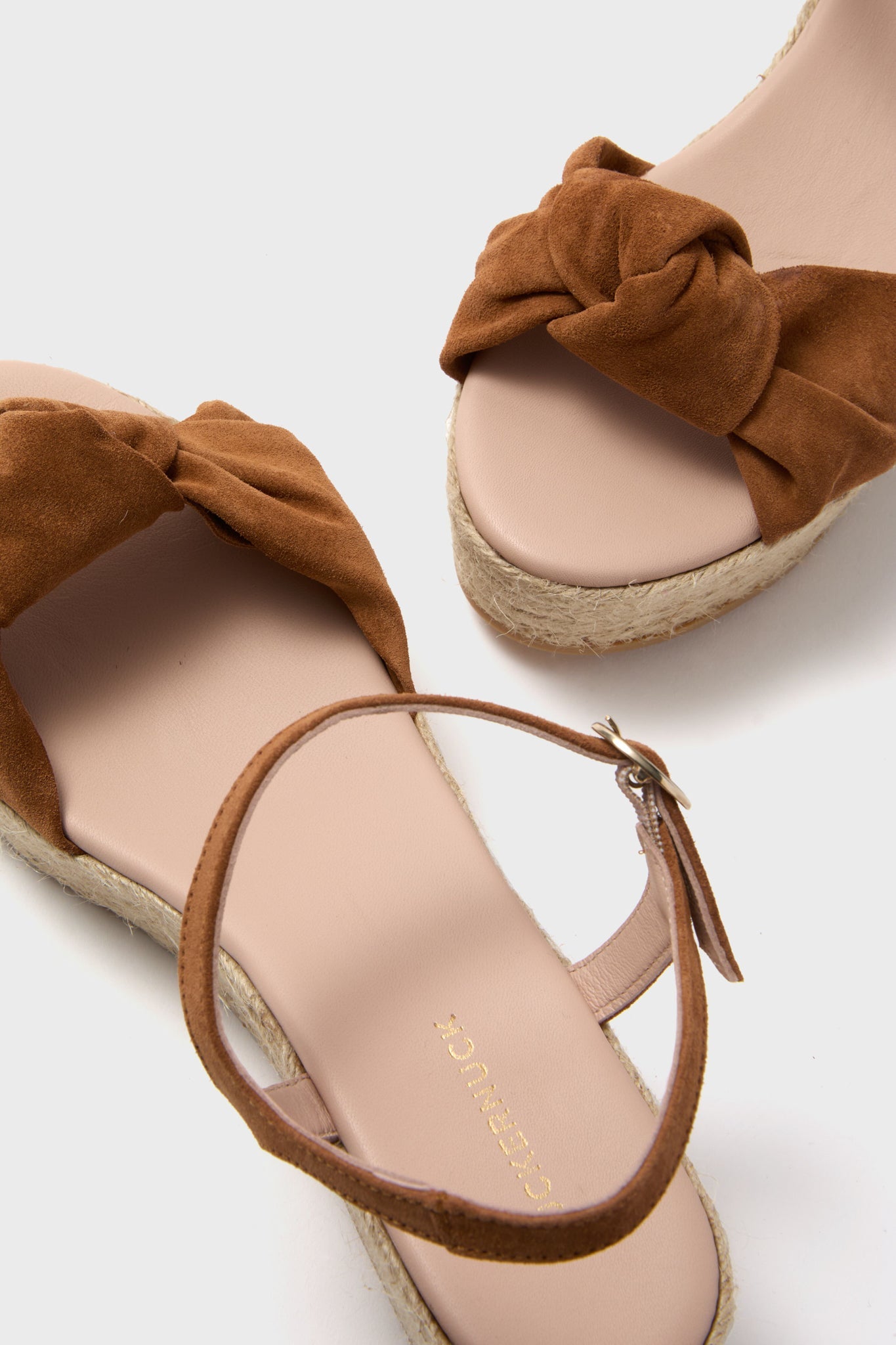 Caramel Suede Harlow Wedges