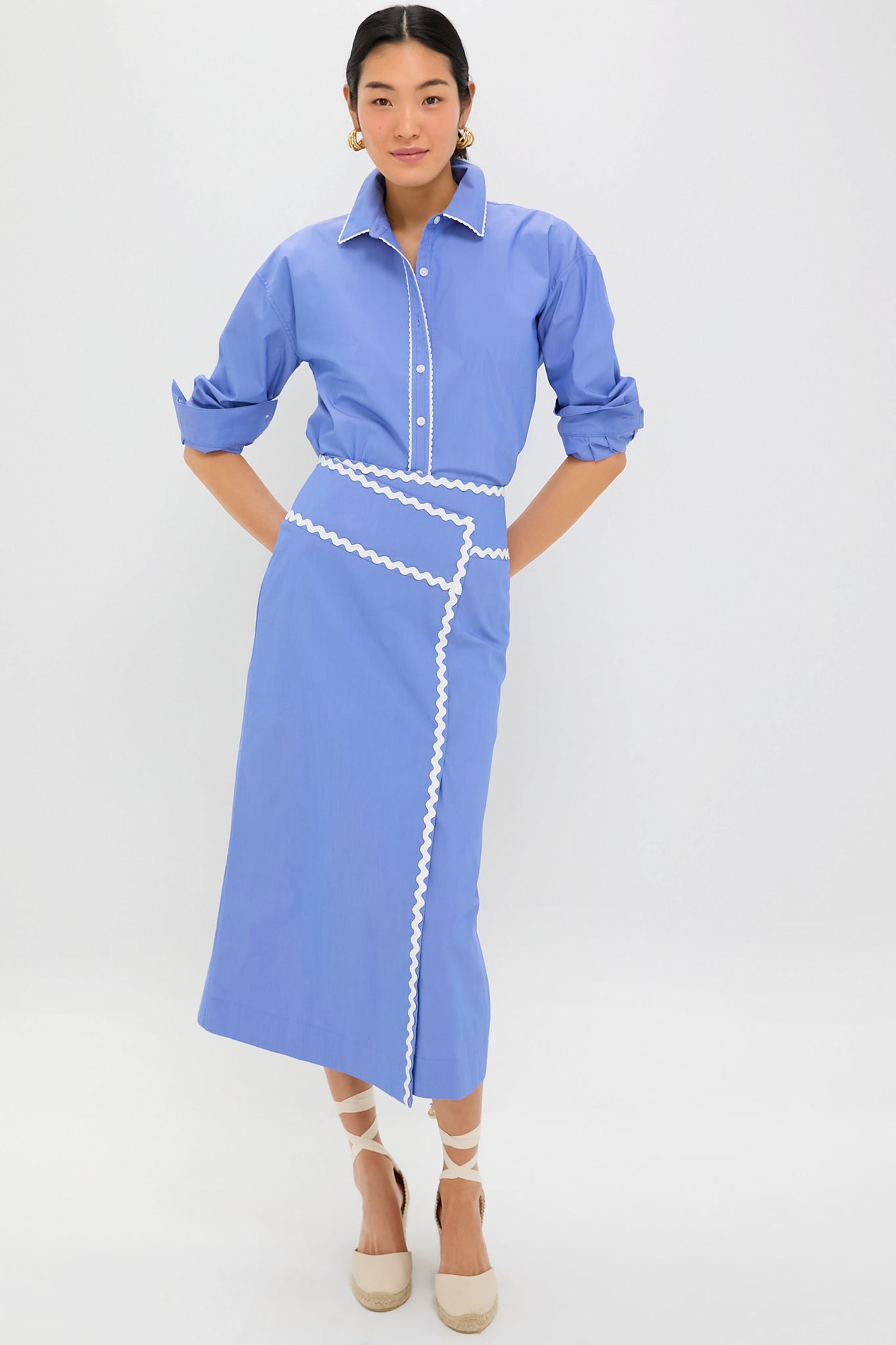 Sail Blue Cropped Jasper Button Down