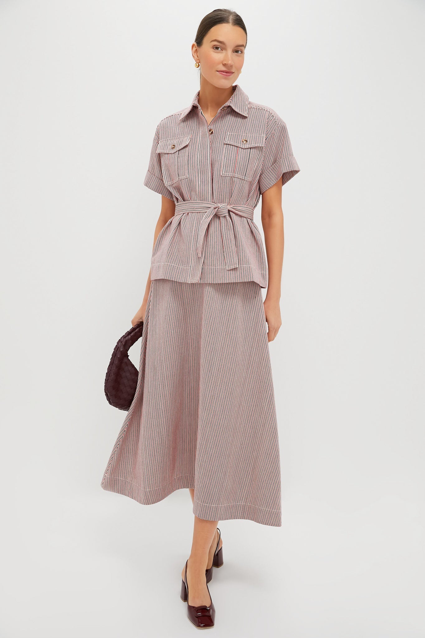 Red Stripe Belted Ava Jacket
