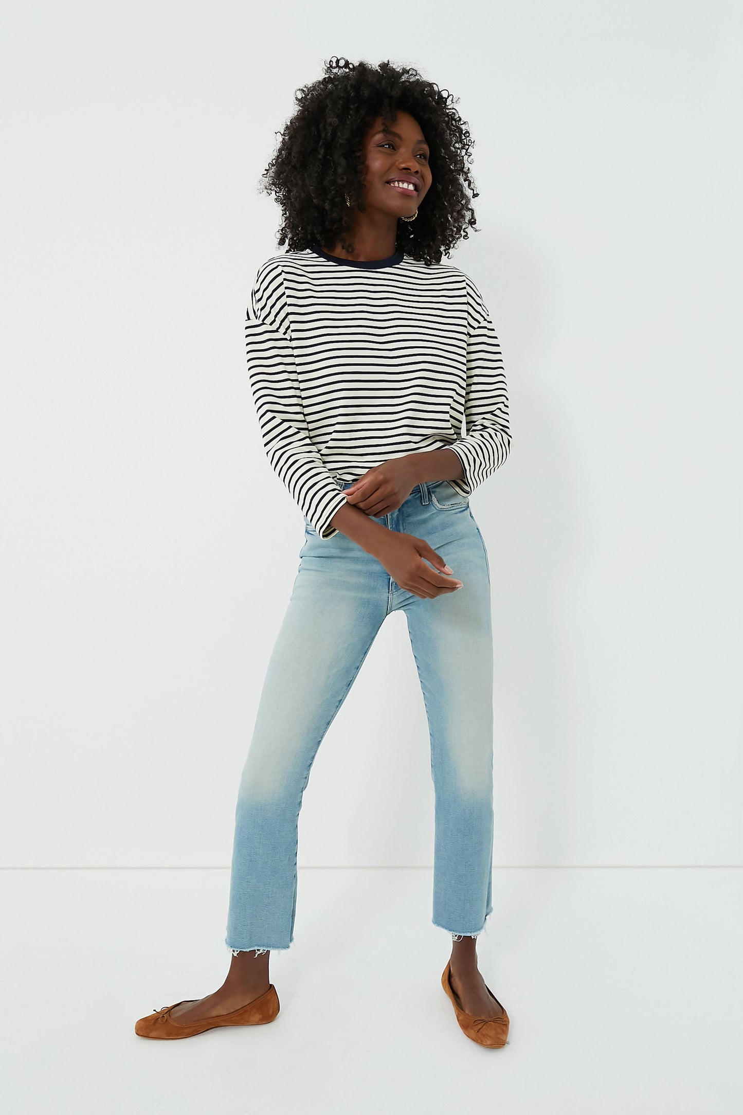 Navy Striped Knit Popover
