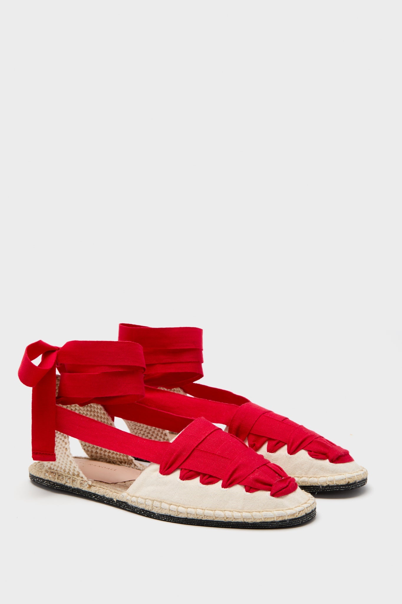 Red Lace-Up Natural Canvas Wilson Espadrilles