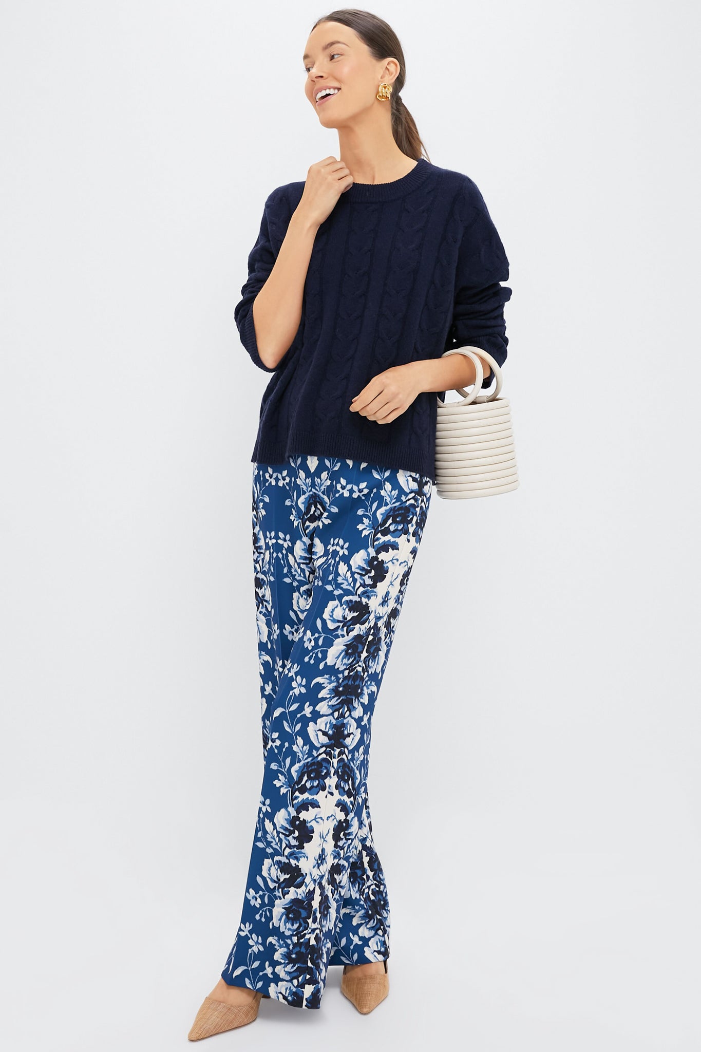 Navy Cashmere Eloise Cableknit Sweater