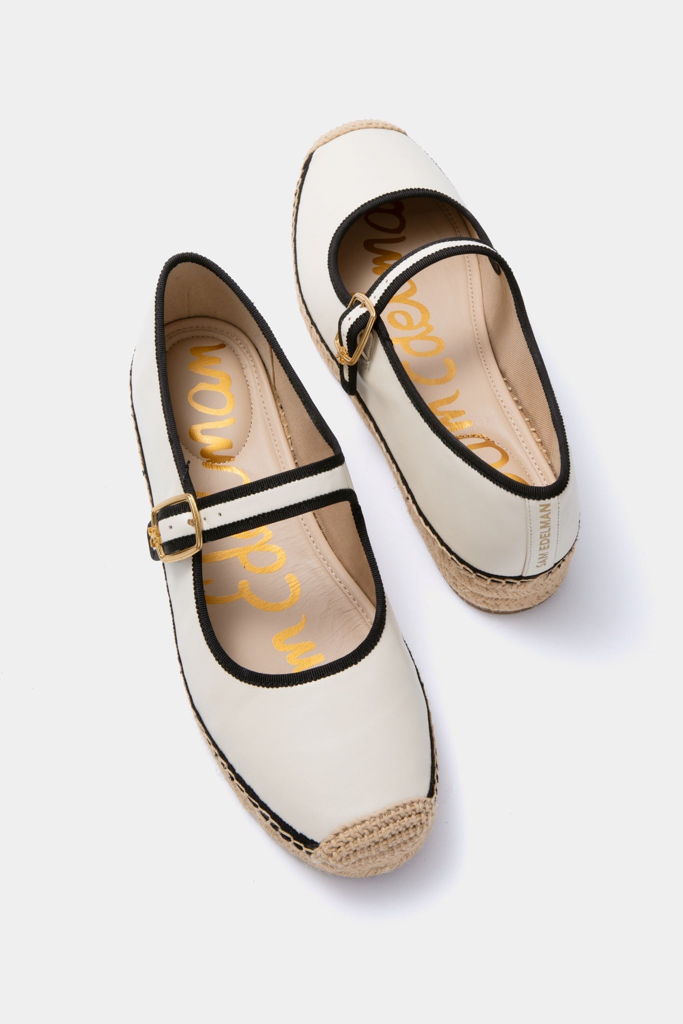 Modern Ivory and Black Mackie Mary Jane Espadrille