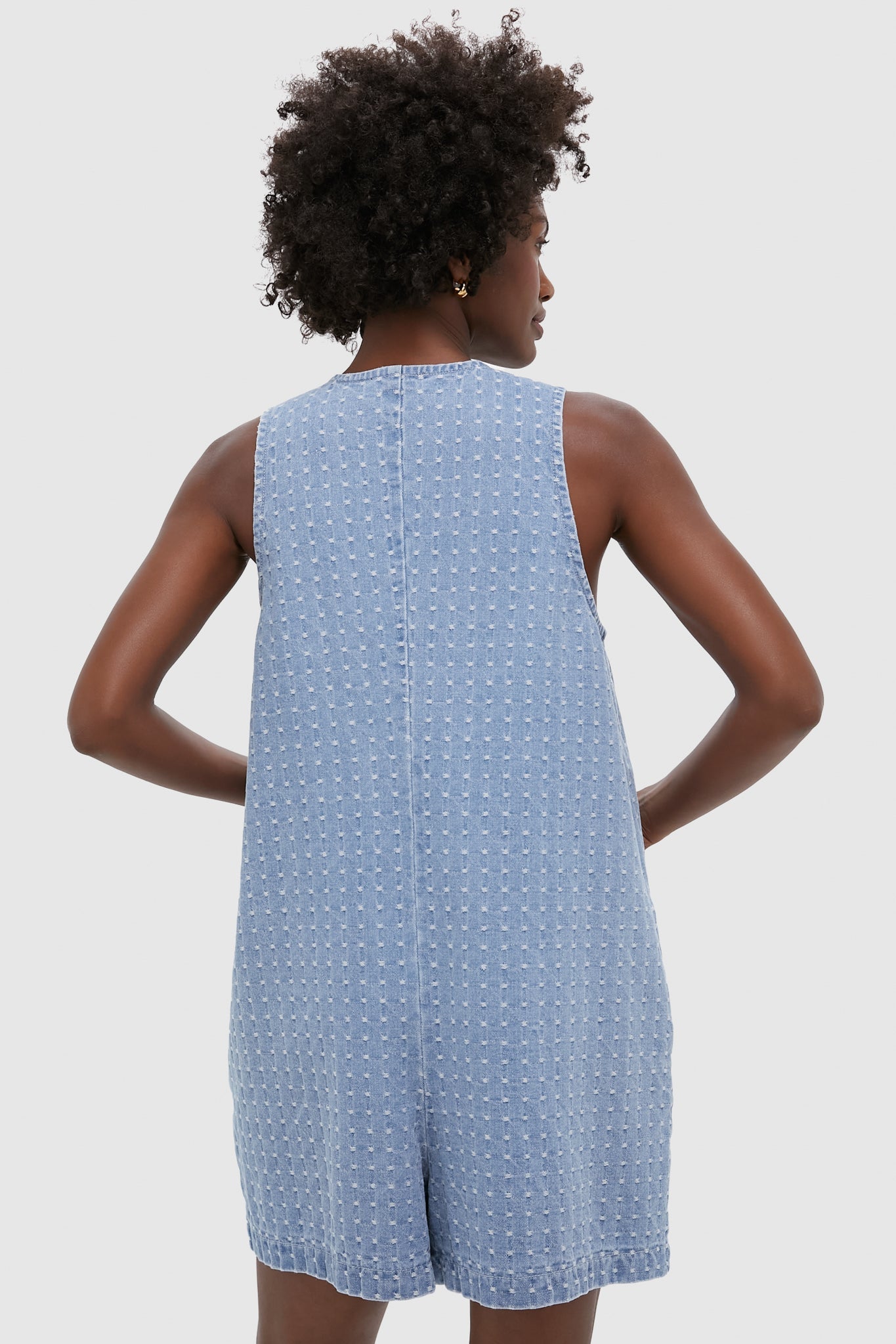 Light Wash Denim Dot Myla Romper