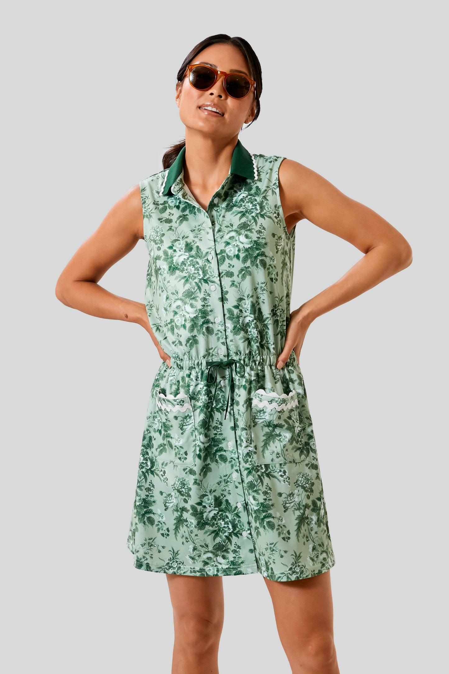 Green Bouquet Sleeveless Alcott Golf Dress
