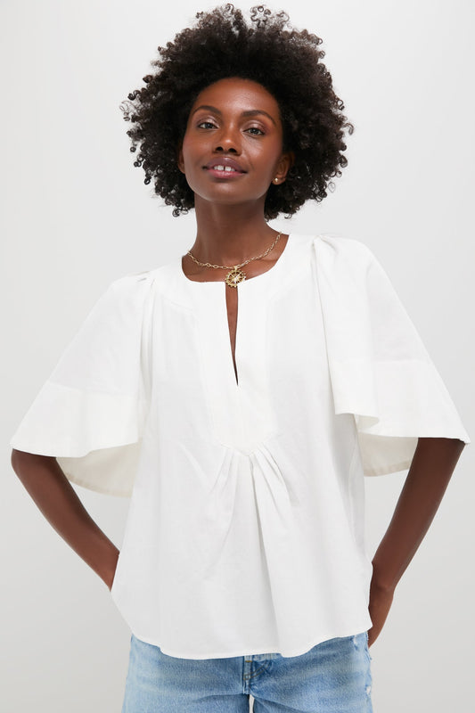 White Finley Flutter Sleeve Top