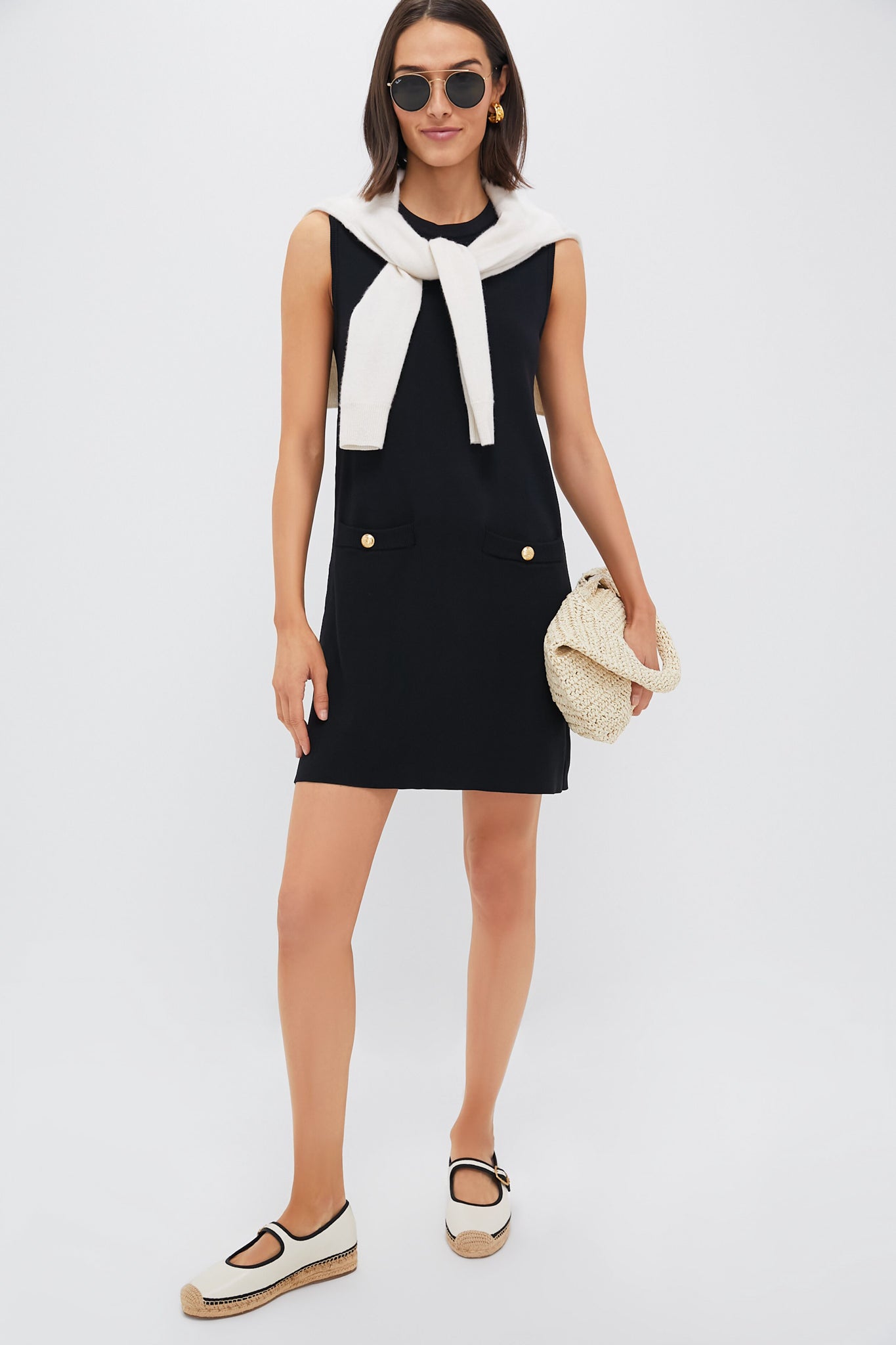 Modern Ivory and Black Mackie Mary Jane Espadrille
