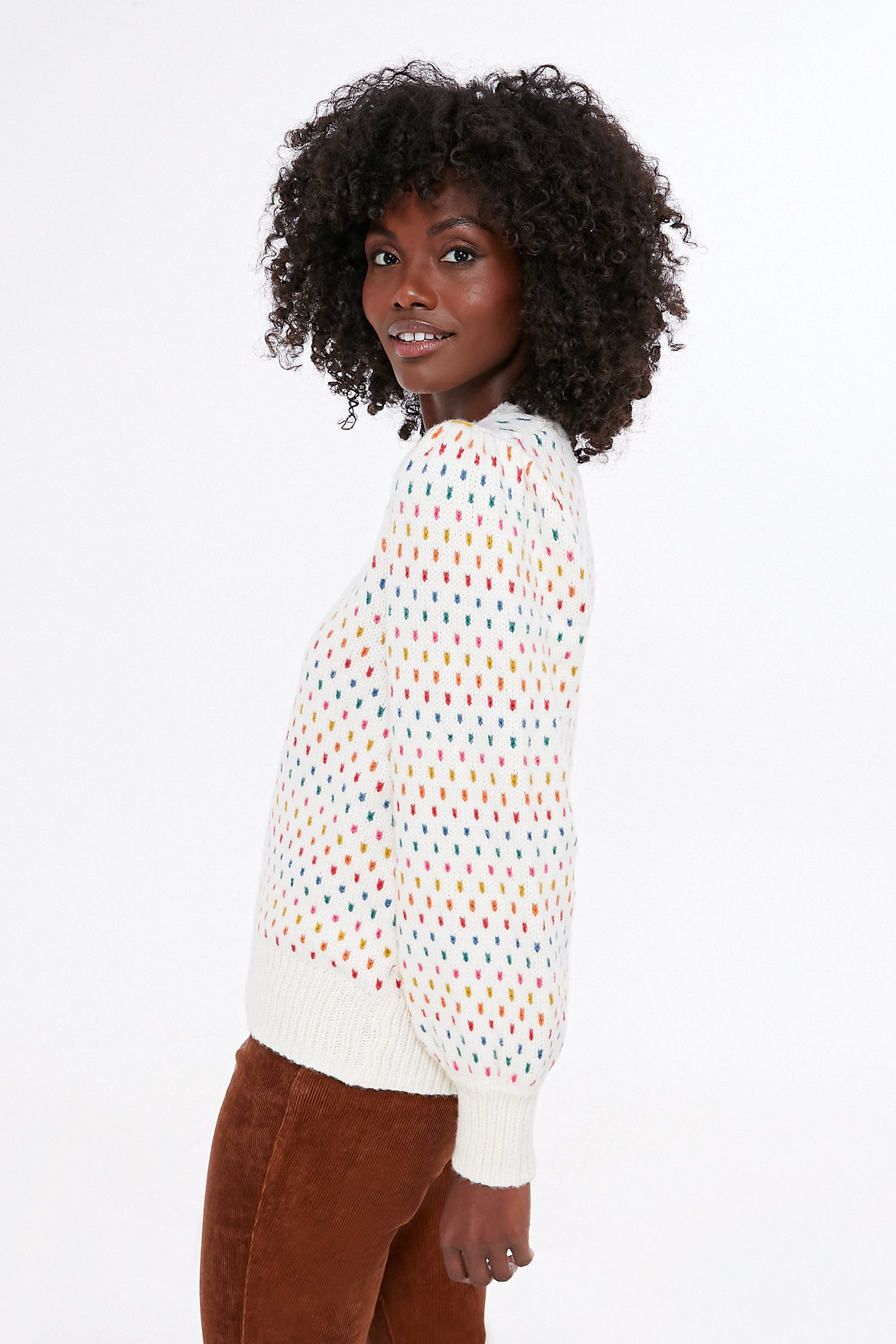 Rainbow Puff Sleeve Crewneck