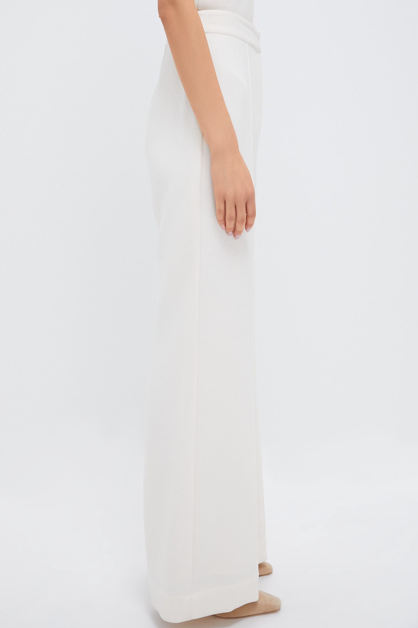 Pearl White Crepe Versailles Pant