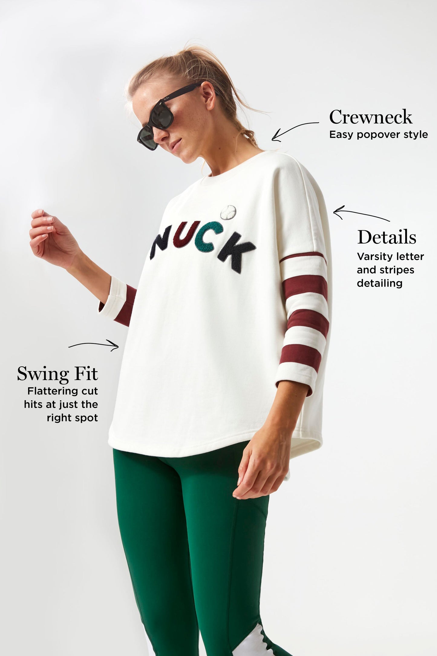 White Varsity Ally Swing Sweatshirt