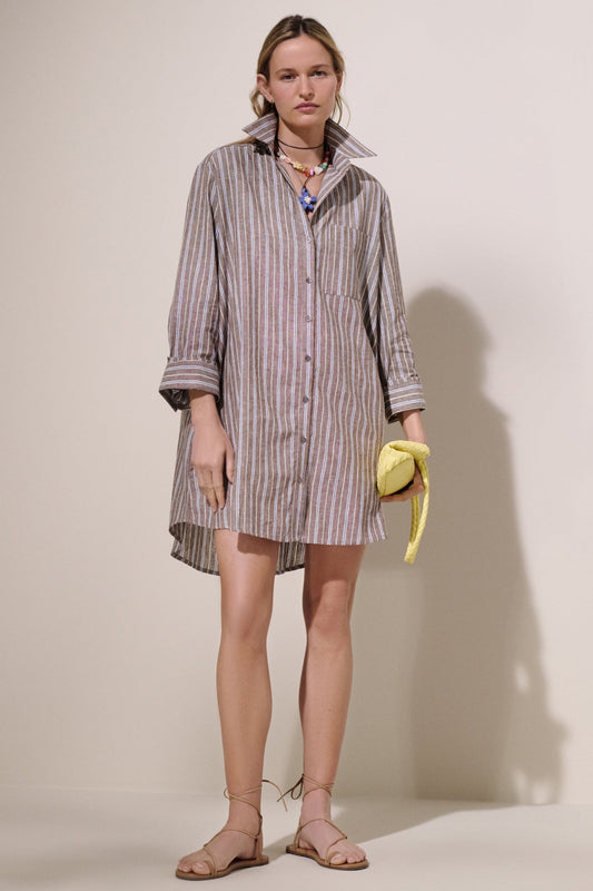 Summer Stripe Linen Carlotta Shirt Dress