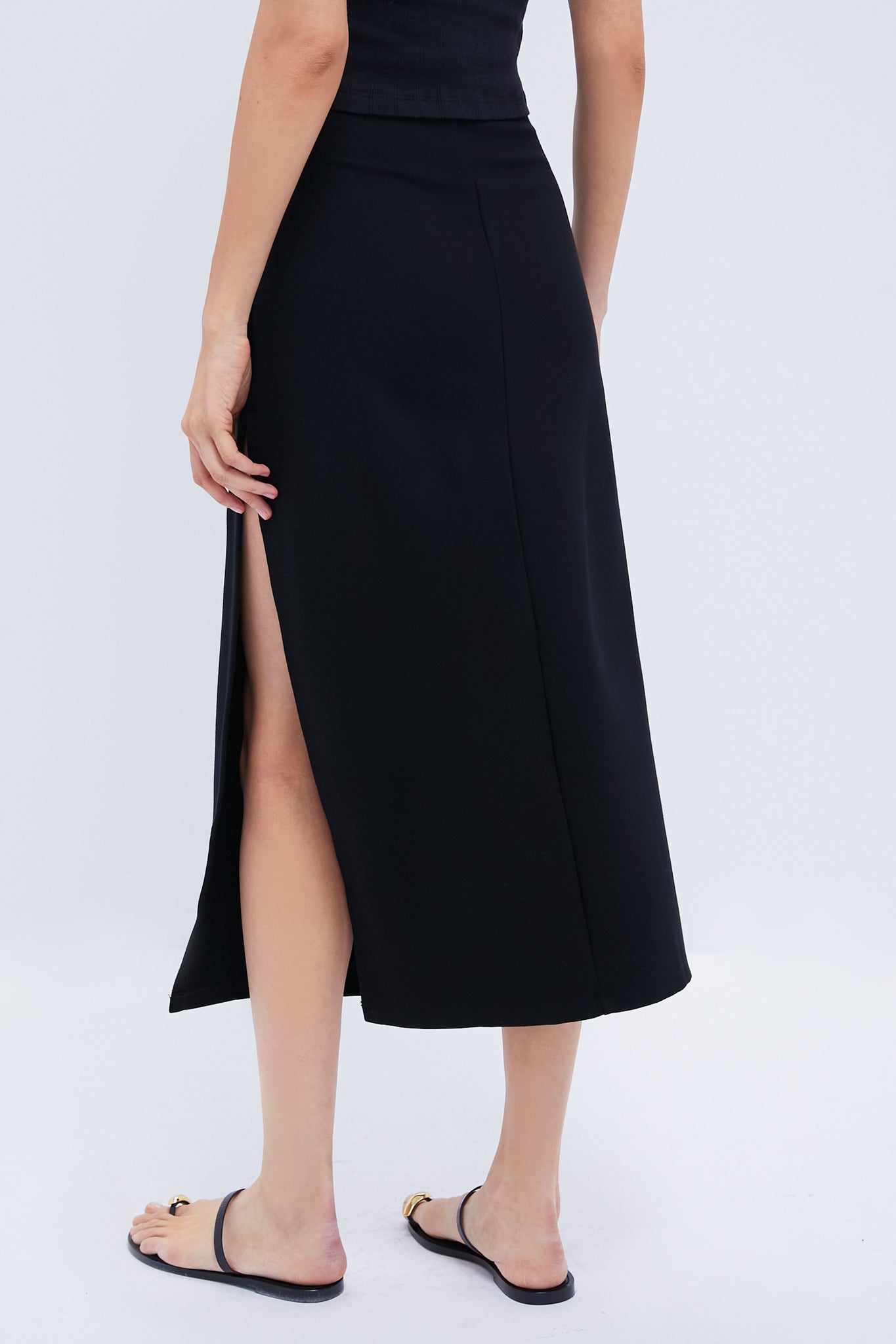 Black Rio Side Slit Skirt