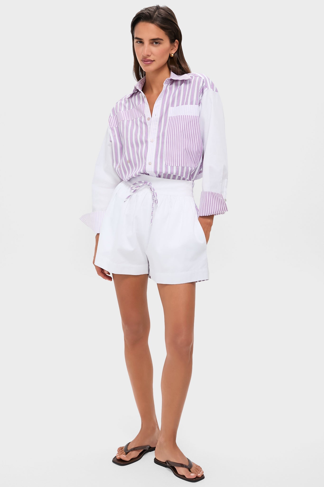White Mil Rayas Lila Pachuca Short